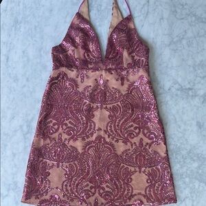 Free People Mauve Pink Sequin Lace Dress NWT size 2
